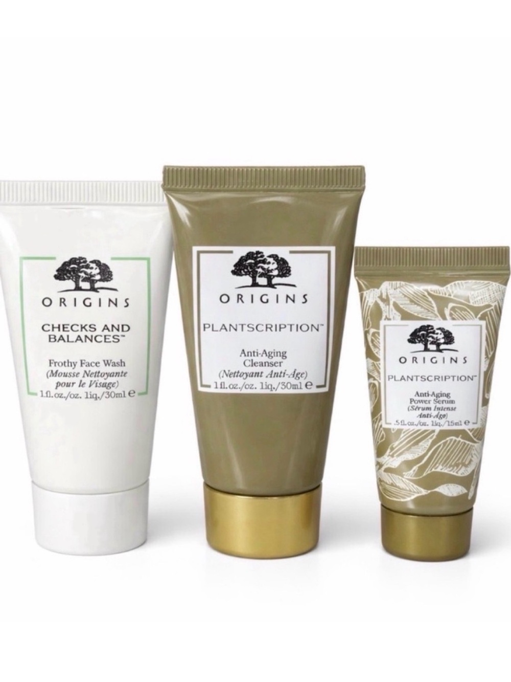 Origins Plantscription Travel Skincare Set 3 Pc Cleanser Serum